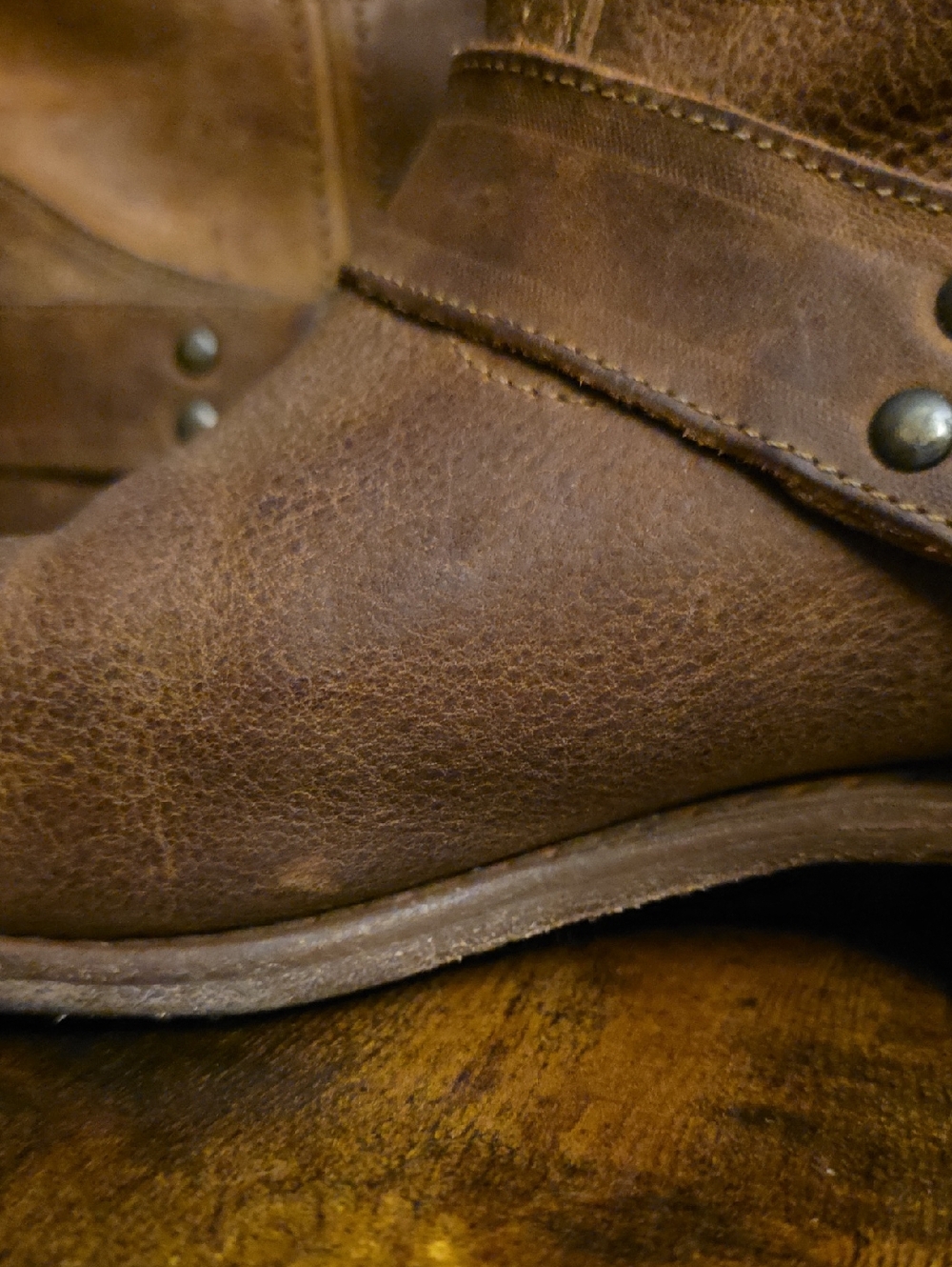 Women’s Brown Leather Harness Boots, Size 7 1/5 - Picture 15 of 16